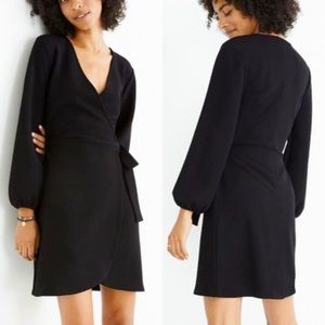 NWT Madewell Long-Sleeve Side-Tie Dress in Black